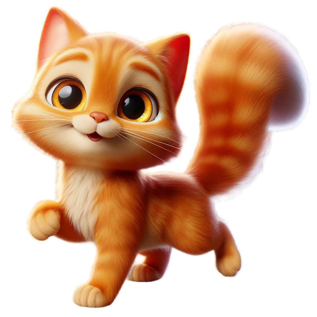 3D Cartoon Style Orange Cat